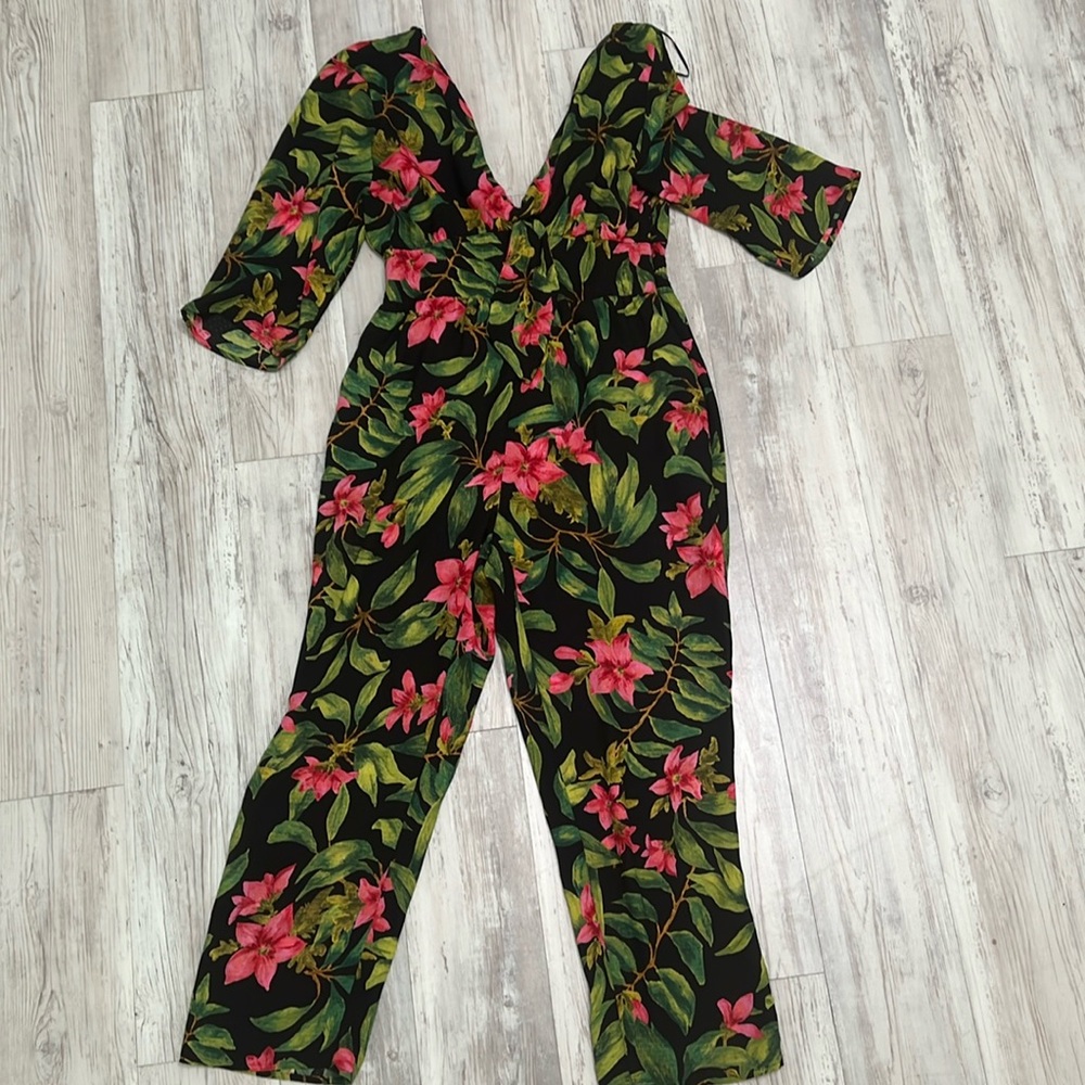 Zara Floral Tropical Pink, Green Black Size Medium